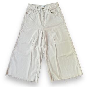 UNIQLO Cream Wide Leg Raw Hem Cropped Jeans | Size 25